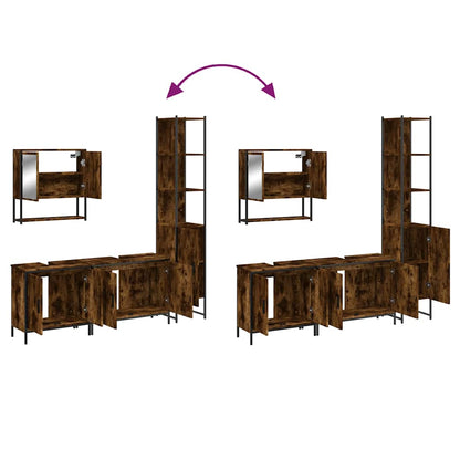 vidaXL Ensemble de meubles de salle de bain 4 pcs Chêne fumé en bois d'ingénierie