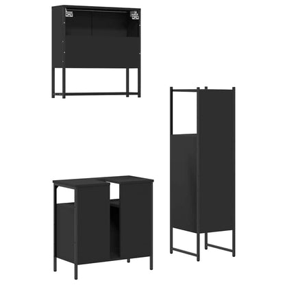 vidaXL Ensemble de meubles de salle de bain 3 pcs Noir Bois d'ingénierie