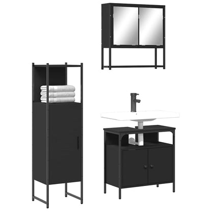 vidaXL Ensemble de meubles de salle de bain 3 pcs Noir Bois d'ingénierie