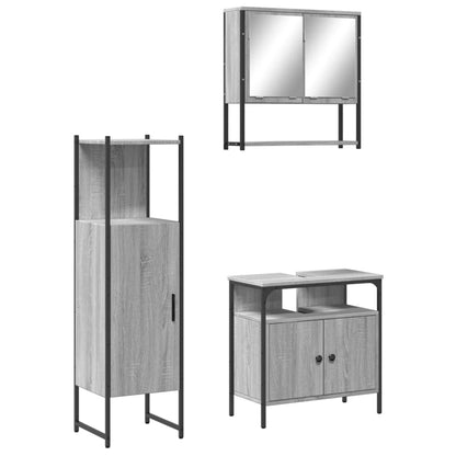 vidaXL Ensemble de meubles de salle de bain 3 pcs Gris Aggloméré Sonoma