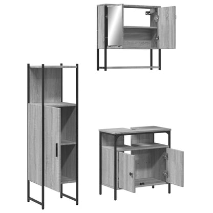 vidaXL Ensemble de meubles de salle de bain 3 pcs Gris Aggloméré Sonoma