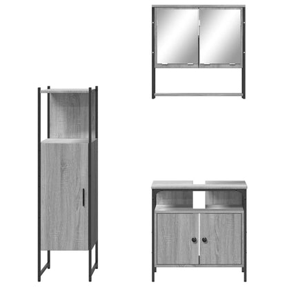 vidaXL Ensemble de meubles de salle de bain 3 pcs Gris Aggloméré Sonoma