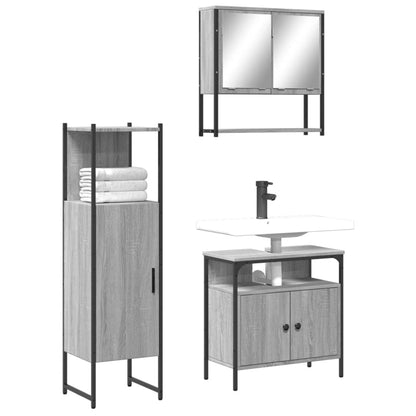 vidaXL Ensemble de meubles de salle de bain 3 pcs Gris Aggloméré Sonoma