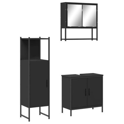 vidaXL Ensemble de meubles de salle de bain 3 pcs Noir Bois d'ingénierie