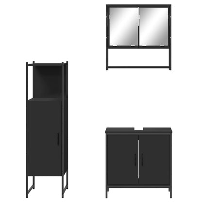 vidaXL Ensemble de meubles de salle de bain 3 pcs Noir Bois d'ingénierie