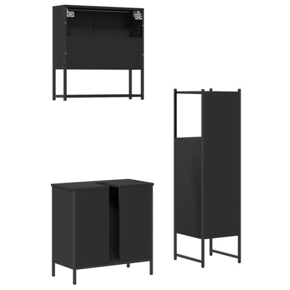 vidaXL Ensemble de meubles de salle de bain 3 pcs Noir Bois d'ingénierie