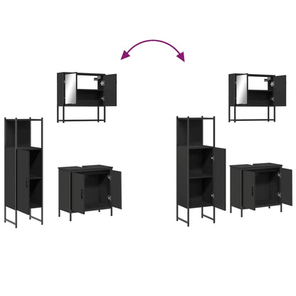 vidaXL Ensemble de meubles de salle de bain 3 pcs Noir Bois d'ingénierie