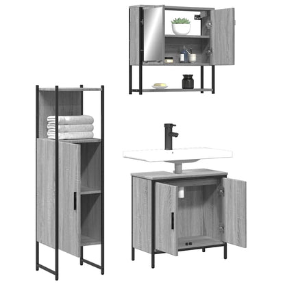 vidaXL Ensemble de meubles de salle de bain 3 pcs Gris Aggloméré Sonoma