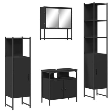 vidaXL Ensemble de meubles de salle de bain 4 pcs Noir Aggloméré