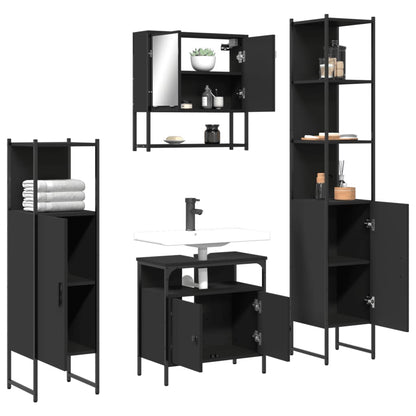 vidaXL Ensemble de meubles de salle de bain 4 pcs Noir Aggloméré