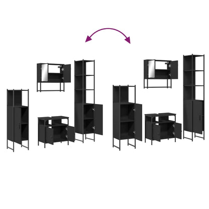 vidaXL Ensemble de meubles de salle de bain 4 pcs Noir Aggloméré