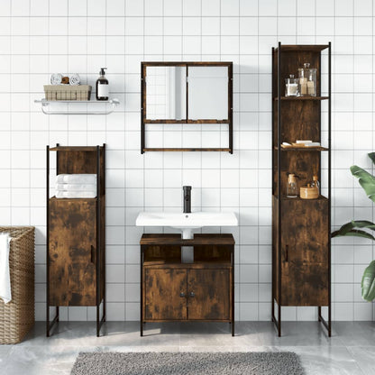 vidaXL Ensemble de meubles de salle de bain 4 pcs Chêne fumé en bois d'ingénierie