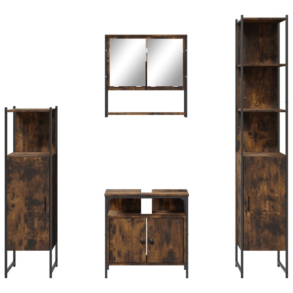 vidaXL Ensemble de meubles de salle de bain 4 pcs Chêne fumé en bois d'ingénierie