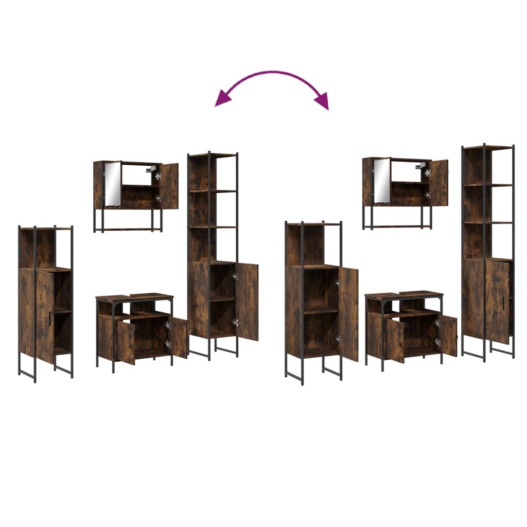 vidaXL Ensemble de meubles de salle de bain 4 pcs Chêne fumé en bois d'ingénierie