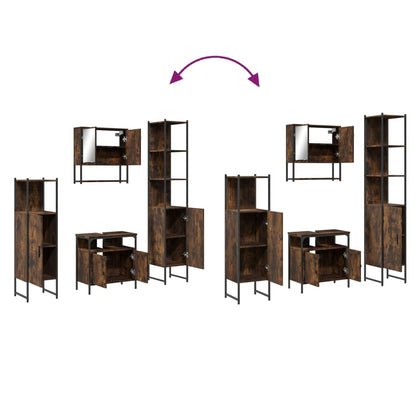 vidaXL Ensemble de meubles de salle de bain 4 pcs Chêne fumé en bois d'ingénierie