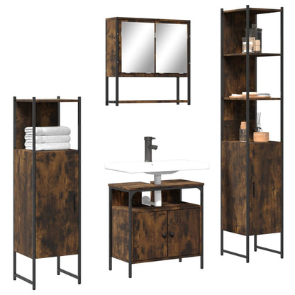 vidaXL Ensemble de meubles de salle de bain 4 pcs Chêne fumé en bois d'ingénierie