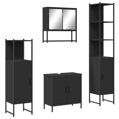 vidaXL Ensemble de meubles de salle de bain 4 pcs Noir Aggloméré
