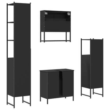 vidaXL Ensemble de meubles de salle de bain 4 pcs Noir Aggloméré