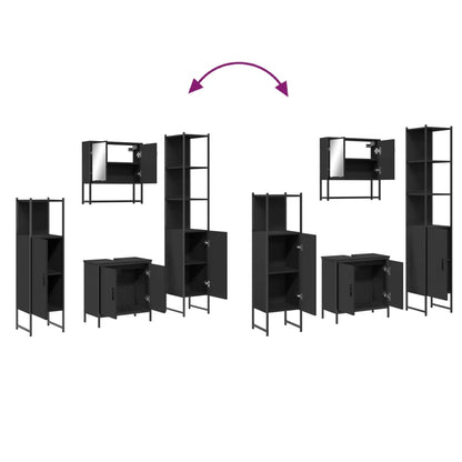 vidaXL Ensemble de meubles de salle de bain 4 pcs Noir Aggloméré