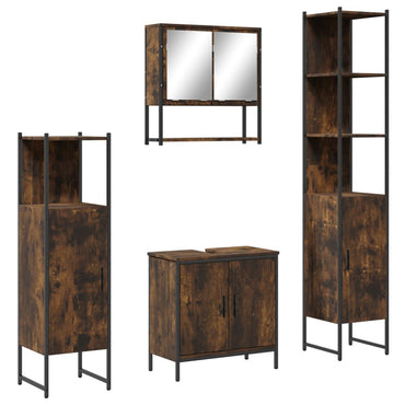 vidaXL Ensemble de meubles de salle de bain 4 pcs Chêne fumé en bois d'ingénierie