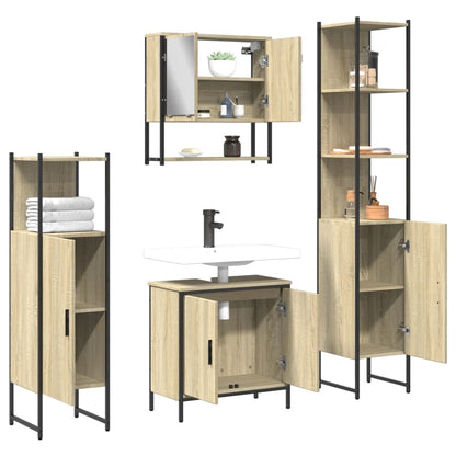 vidaXL Ensemble de meubles de salle de bain 4 pcs Chêne fumé en bois d'ingénierie