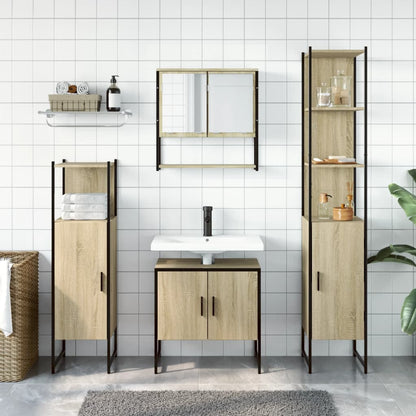 vidaXL Ensemble de meubles de salle de bain 4 pcs Chêne fumé en bois d'ingénierie