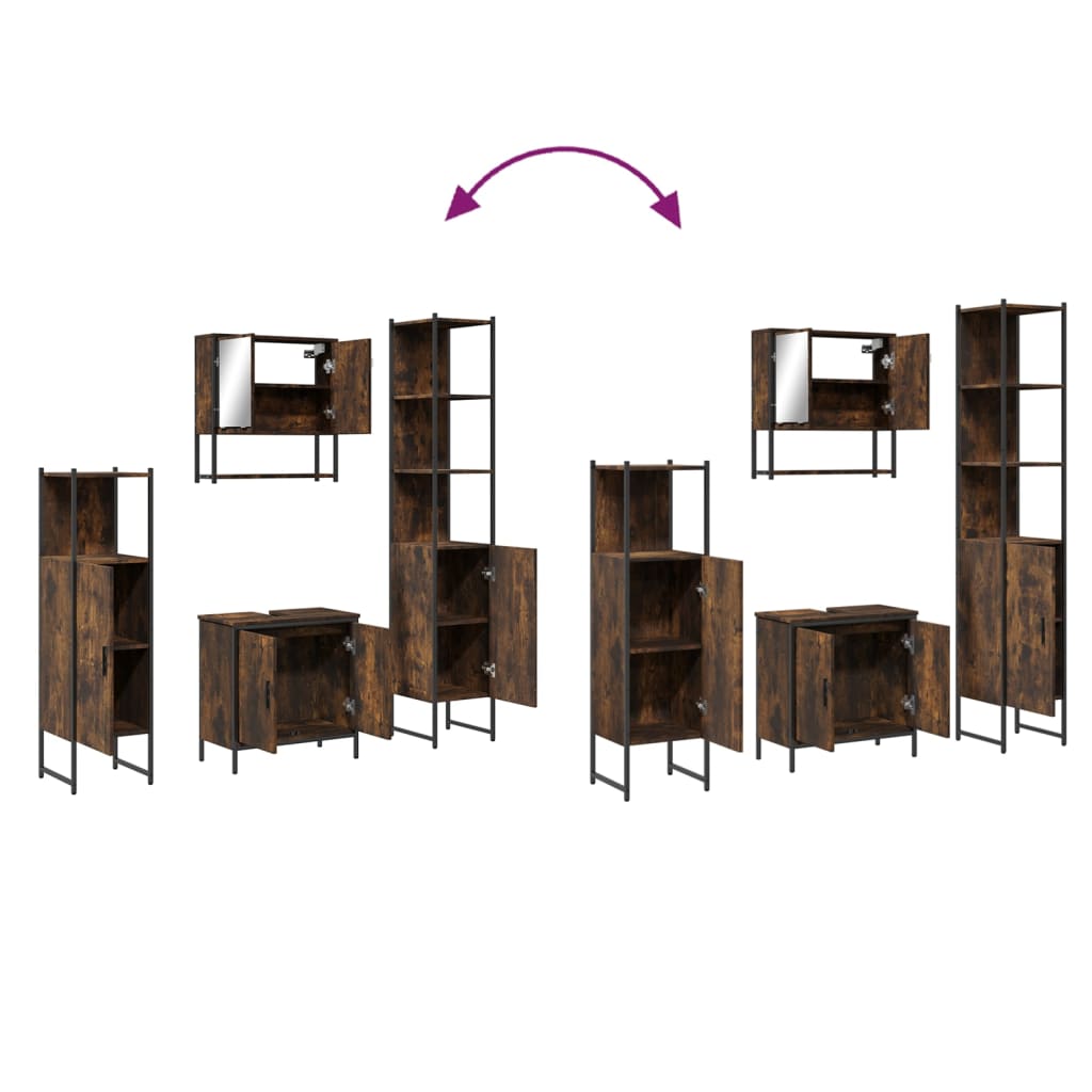 vidaXL Ensemble de meubles de salle de bain 4 pcs Chêne fumé en bois d'ingénierie