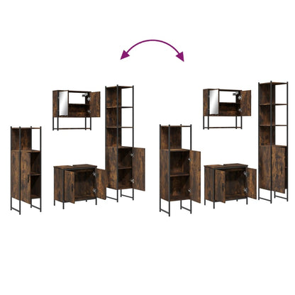 vidaXL Ensemble de meubles de salle de bain 4 pcs Chêne fumé en bois d'ingénierie