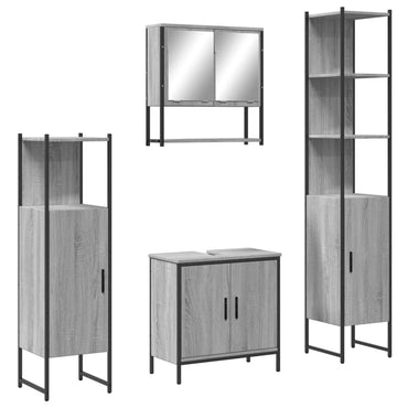 vidaXL Ensemble de meubles de salle de bain 4 pcs Gris Sonoma Aggloméré