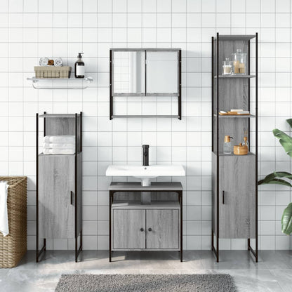 vidaXL Ensemble de meubles de salle de bain 4 pcs Gris Sonoma Aggloméré