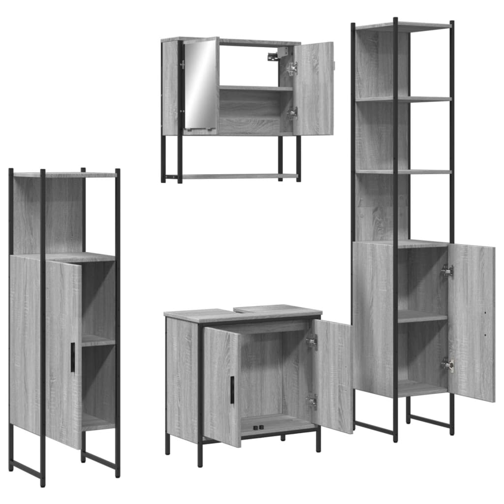 vidaXL Ensemble de meubles de salle de bain 4 pcs Gris Sonoma Aggloméré