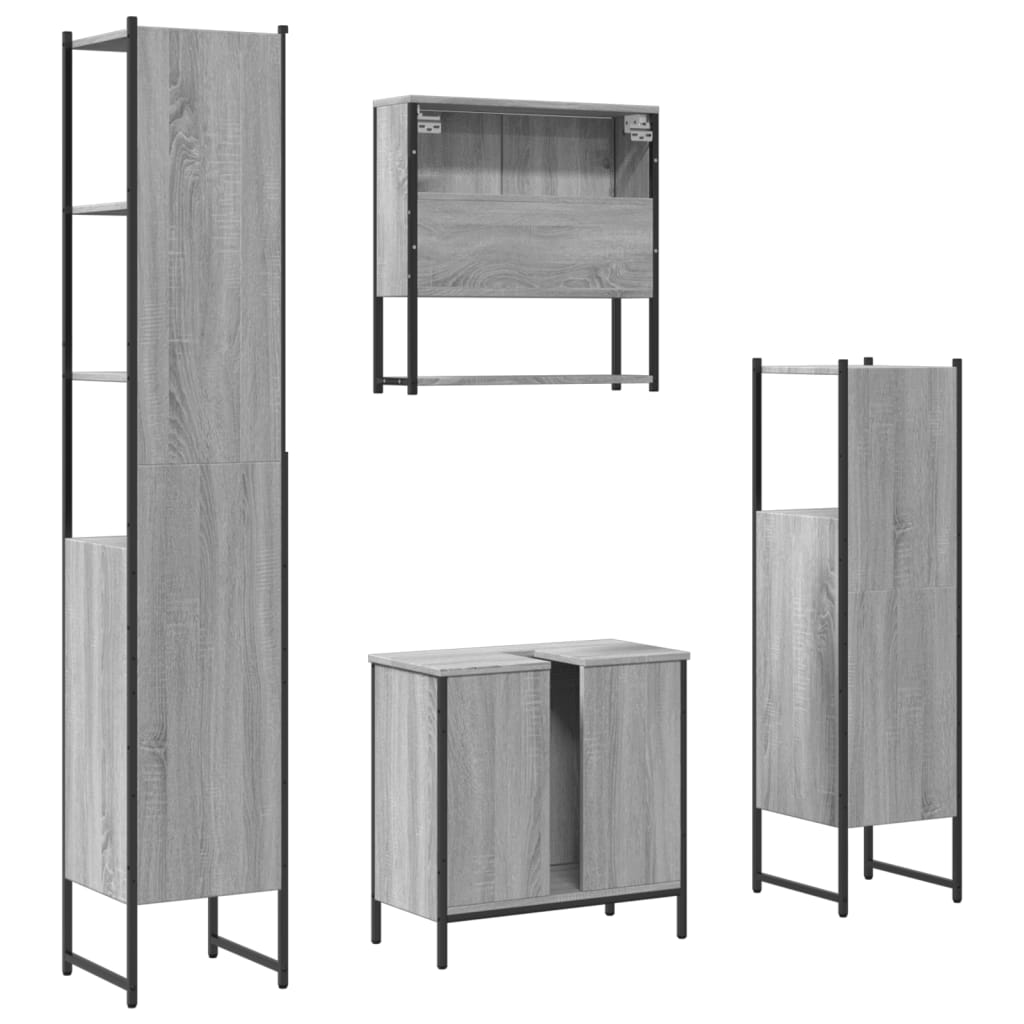 vidaXL Ensemble de meubles de salle de bain 4 pcs Gris Sonoma Aggloméré