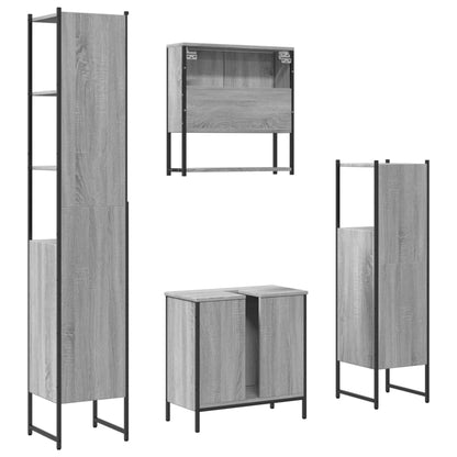 vidaXL Ensemble de meubles de salle de bain 4 pcs Gris Sonoma Aggloméré
