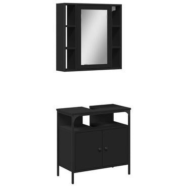 vidaXL Ensemble de meubles de salle de bain 2 pièces Noir Bois d'ingénierie