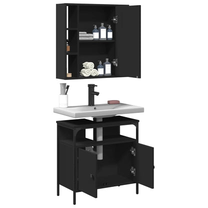 vidaXL Ensemble de meubles de salle de bain 2 pièces Noir Bois d'ingénierie