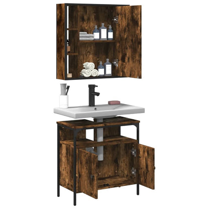 vidaXL Ensemble de meubles de salle de bain 2 pcs Bois d'ingénierie Chêne fumé