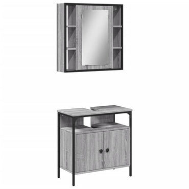 vidaXL Ensemble de meubles de salle de bain 2 pcs Gris Chêne Sonoma Aggloméré