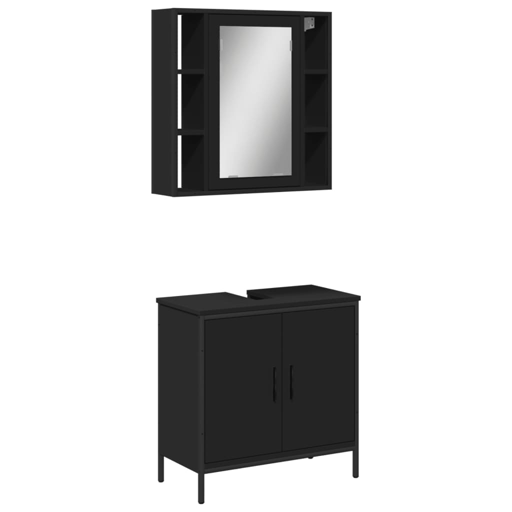 vidaXL 2-tlg. Badmöbel-Set Schwarz Holzwerkstoff