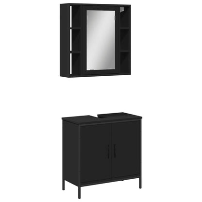 vidaXL 2-tlg. Badmöbel-Set Schwarz Holzwerkstoff