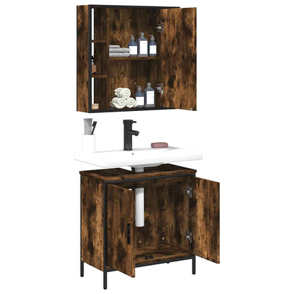 vidaXL Ensemble de meubles de salle de bain 2 pcs Bois d'ingénierie Chêne fumé