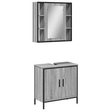 vidaXL Ensemble de meubles de salle de bain 2 pcs Gris Chêne Sonoma Aggloméré