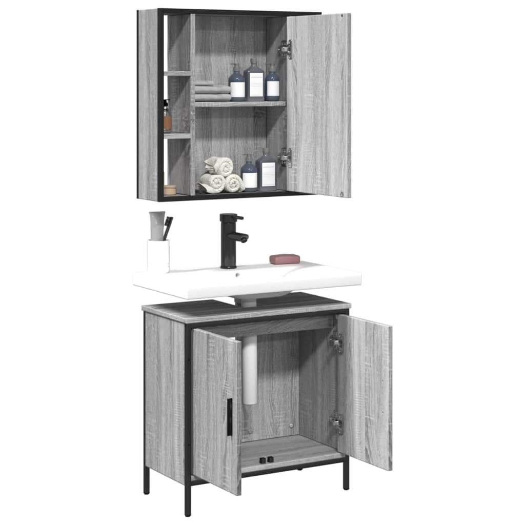 vidaXL Ensemble de meubles de salle de bain 2 pcs Gris Chêne Sonoma Aggloméré