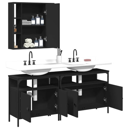 vidaXL Ensemble de meubles de salle de bain 3 pcs Noir Bois d'ingénierie