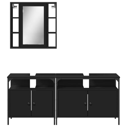 vidaXL Ensemble de meubles de salle de bain 3 pcs Noir Bois d'ingénierie