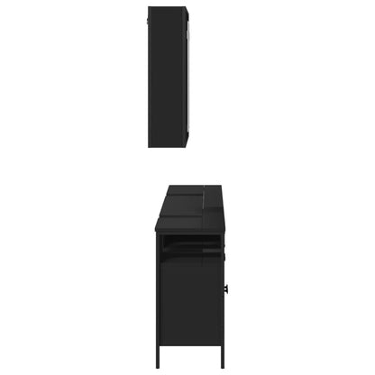 vidaXL Ensemble de meubles de salle de bain 3 pcs Noir Bois d'ingénierie