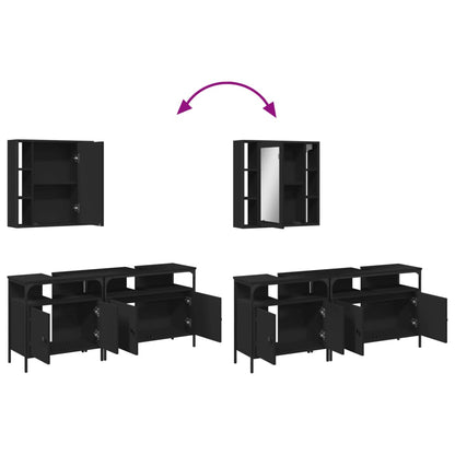 vidaXL Ensemble de meubles de salle de bain 3 pcs Noir Bois d'ingénierie