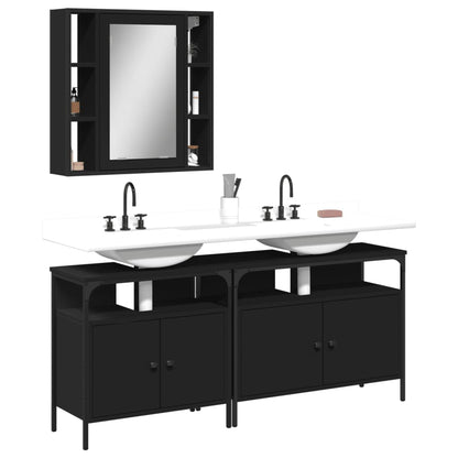 vidaXL Ensemble de meubles de salle de bain 3 pcs Noir Bois d'ingénierie