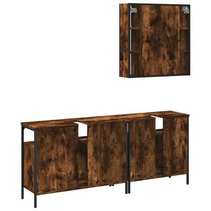 vidaXL 3-tlg. Badmöbel-Set Räuchereiche Holzwerkstoff