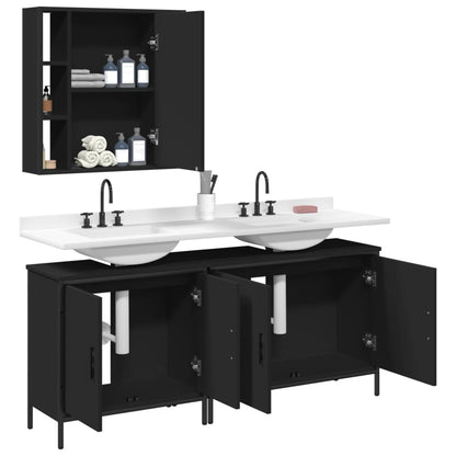 vidaXL Ensemble de meubles de salle de bain 3 pcs Noir Bois d'ingénierie