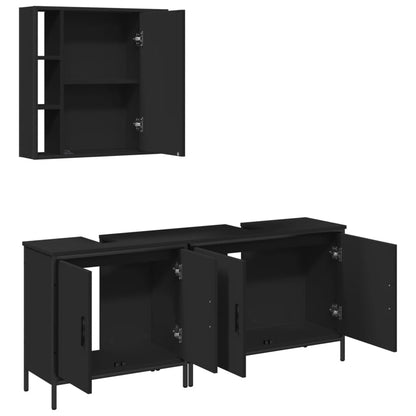 vidaXL Ensemble de meubles de salle de bain 3 pcs Noir Bois d'ingénierie